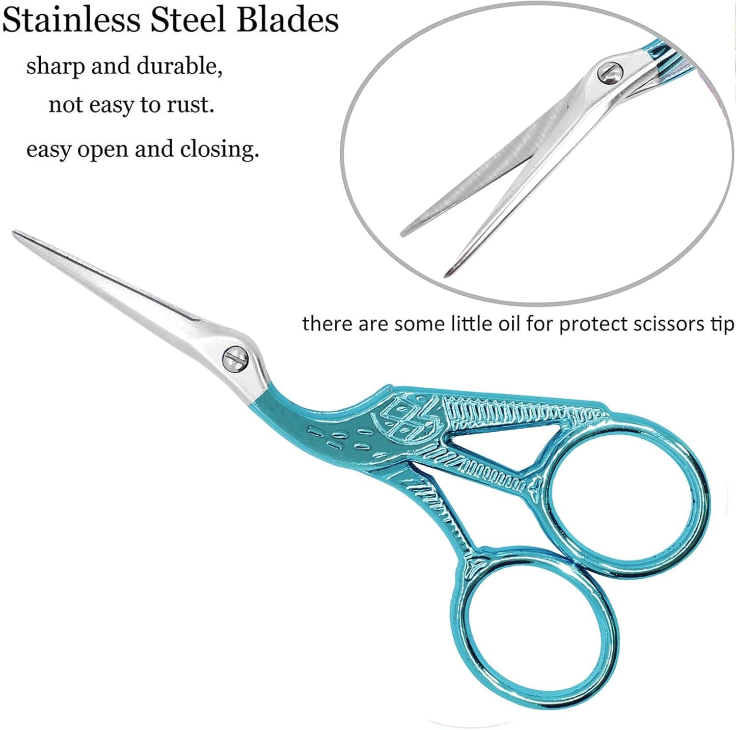 BIHRTC 4.5Inch Small Craft Scissor Stainless Steel Sharp Tip Scissors with Leather Protect Cover Knitting Scissors for Embroidery Craft Needle Work Art Work Handcraft Threading