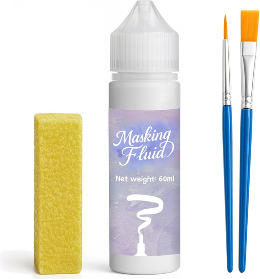 60ml White Masking Fluid for Watercolor Painting,Quick-Drying and Easy to Tear, No Residue,Suitable for Watercolor Painting to Prevent Accidental Staining, and Liquid Masking for Art Projects