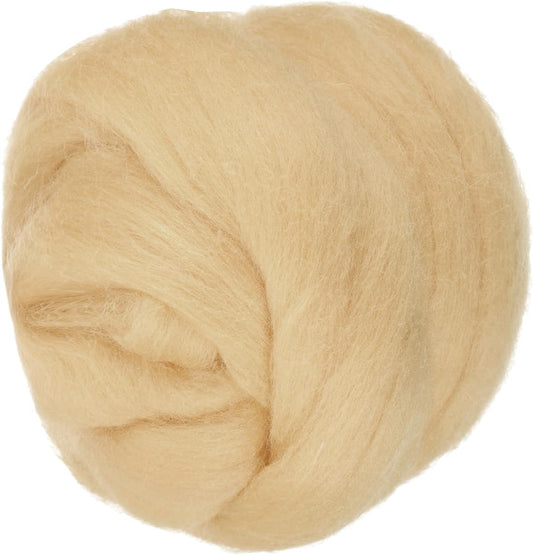 PATIKIL Wool Roving Yarn, 80G/2.82OZ Soft Felting Wool Pure Chunky Roving Yarn Bulk for Needle Felting Knitting Blanket Spinning Weaving DIY Craft, Light Yellow