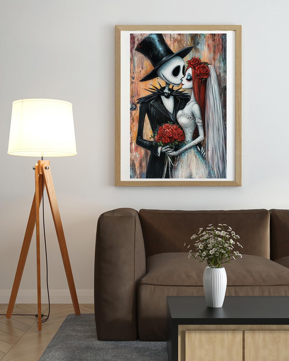 Moohue 14ct Counted Stamped Cross Stitch Kits for Adults Skulls Couple Roses Printed Cross Stitch Patterns Art Crafts Cross Stitch Supplies (Skeleton Couple)