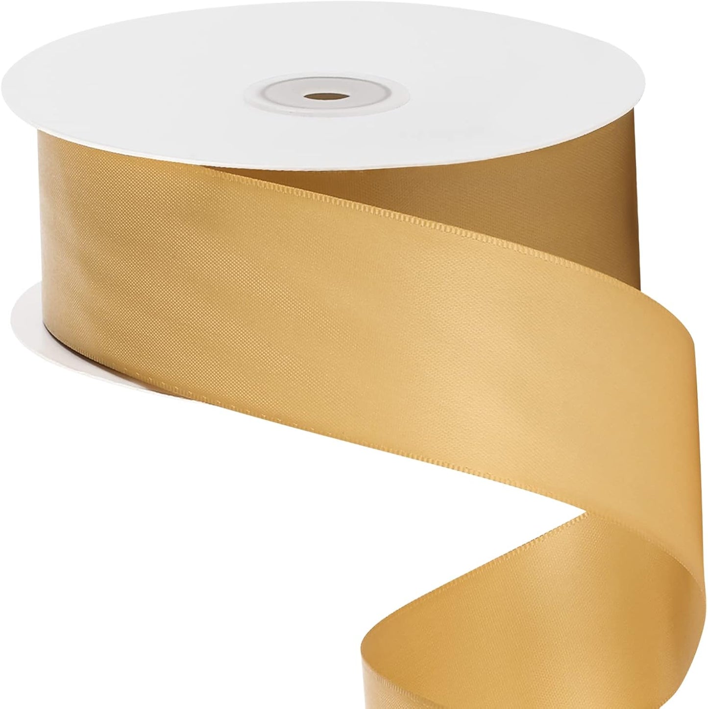 LIUYAXI Old Gold Double Faced Satin Ribbon, 2" X Continuous 50 Yards, Ribbons Perfect for Gift Wrapping Wedding DIY Craft Bow Making & Other Projects