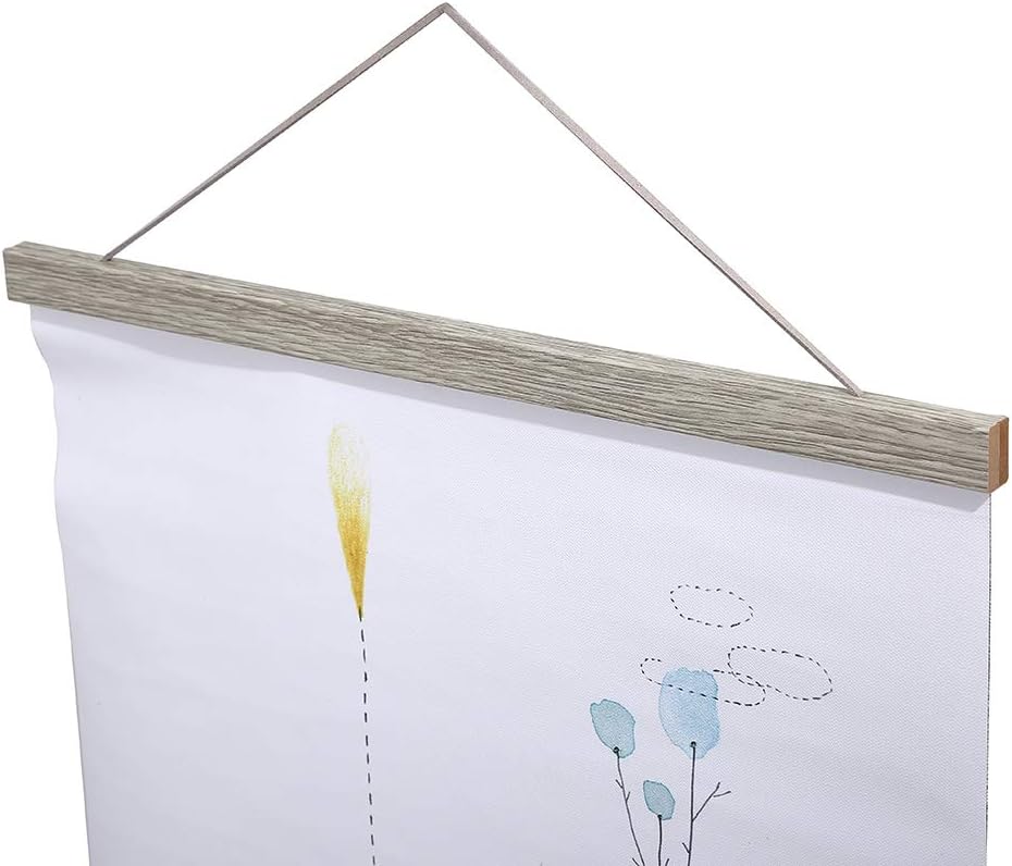 Ywlake Magnetic Poster Hanger, 9x12 9x14 9x17 Poster Frame Wood Wooden Magnet Print Posters Dowel Scroll Hanger Hangers Hanging Kit for Walls Map Canvas Artwork (Grey, 9")