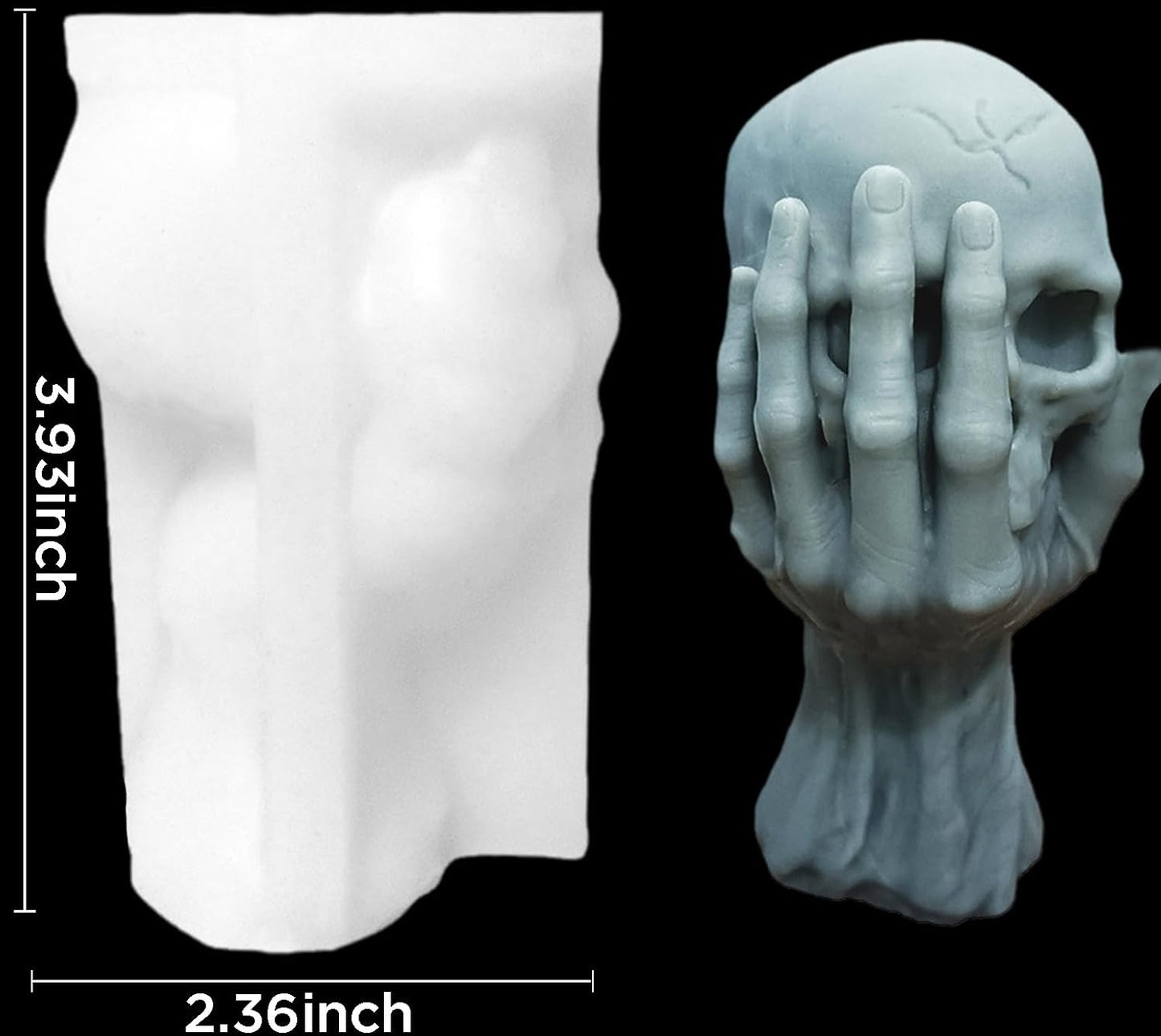 Halloween Skull Candle Silicone Mold, DIY 4 Inch 3D Ghost Hand Candle Making Wax Moulds Gypsum Ornament Resin Soap Molds Casting Art Home Decor