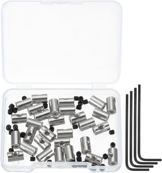 MECCANIXITY 30 Pcs Metal Locking Pin Backs, Locking Pin Keepers Locking Clasp 9mm(H) with 4 Wrench Replacement in Storage Case for Badge, Brooch, Silver Tone