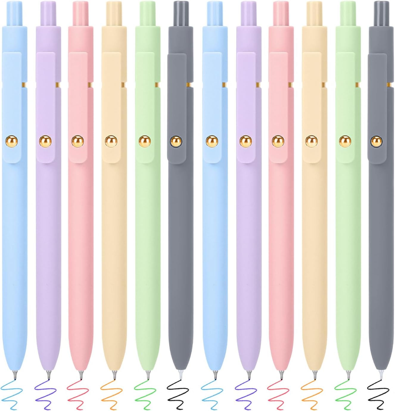 FIOVER Colored Pens, 12 Pack Colorful Gel Pens, Quick-Dry 0.7mm Medium Point for Journaling, Note Taking, Doodling, Aesthetic Office School Supplies, Gifts for Women Men(12PCS Multiple Colors)