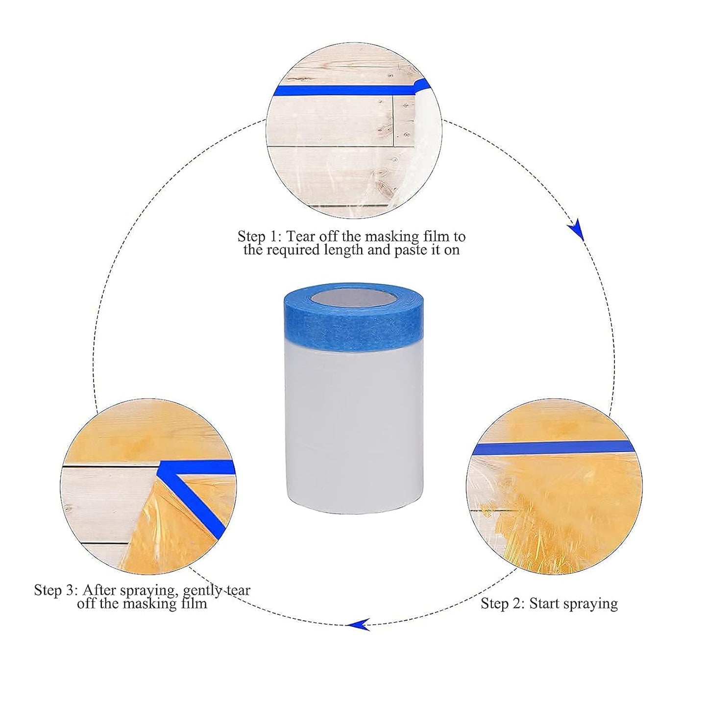 VECOPE 3-Piece Set,Pre- Masking Film Protection Covering Cloth Tape | for Automotive Covering Painting Paint Masking (2-Feet X 65-Feet)