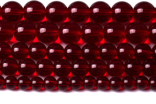 Smooth Garnet Red Glass Crystal Round Loose BeadsFor Jewelry Making DIY Bracelet Necklace Accessories 10mm 40pcs 15" Strand (Garnet Red Glass, 10mm)
