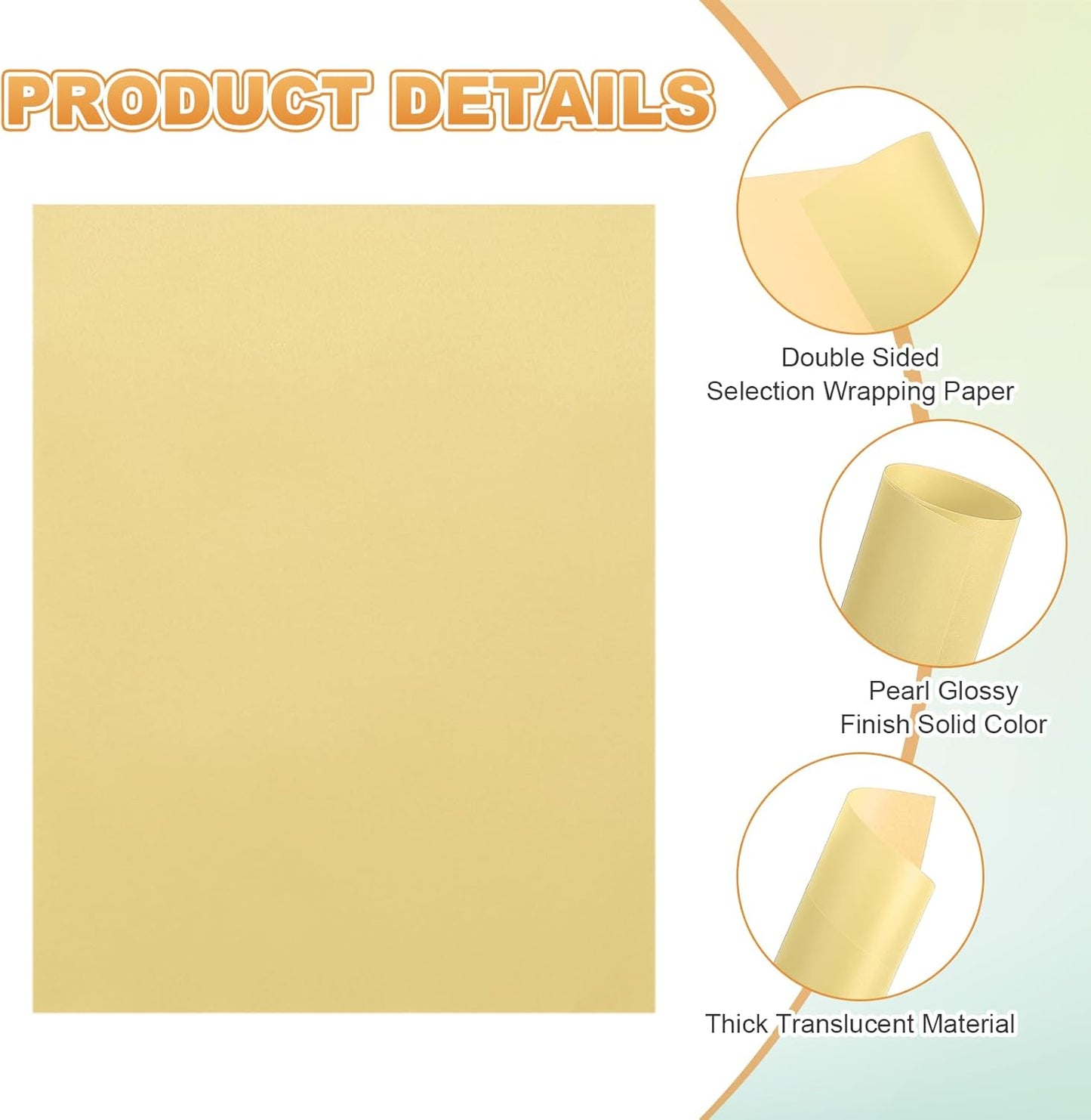 MECCANIXITY 60 Sheet Colored Vellum Paper 8.5" x 11", 100gsm Translucent Printable Vellum Sheets for Printing Wedding Invitations Inkjet Laser Printer, Gold