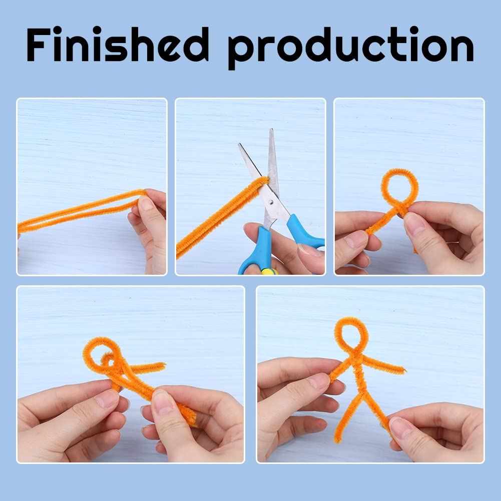 60 PCS Orange Pipe Cleaners, Pipe Cleaners Chenille Stem,Pipe Cleaners Bulk,Art Pipe Cleaners for Creative Home Decoration Supplies and Crafts Project