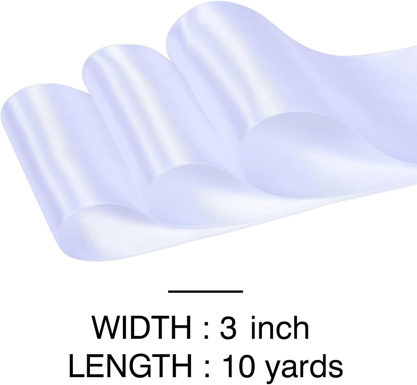 YAMA White Double Faced Satin Ribbon, 3 Inch 10 Yards, Great for Crafts Bows Flower Bouquet Wedding Home Decor Gift Wrapping