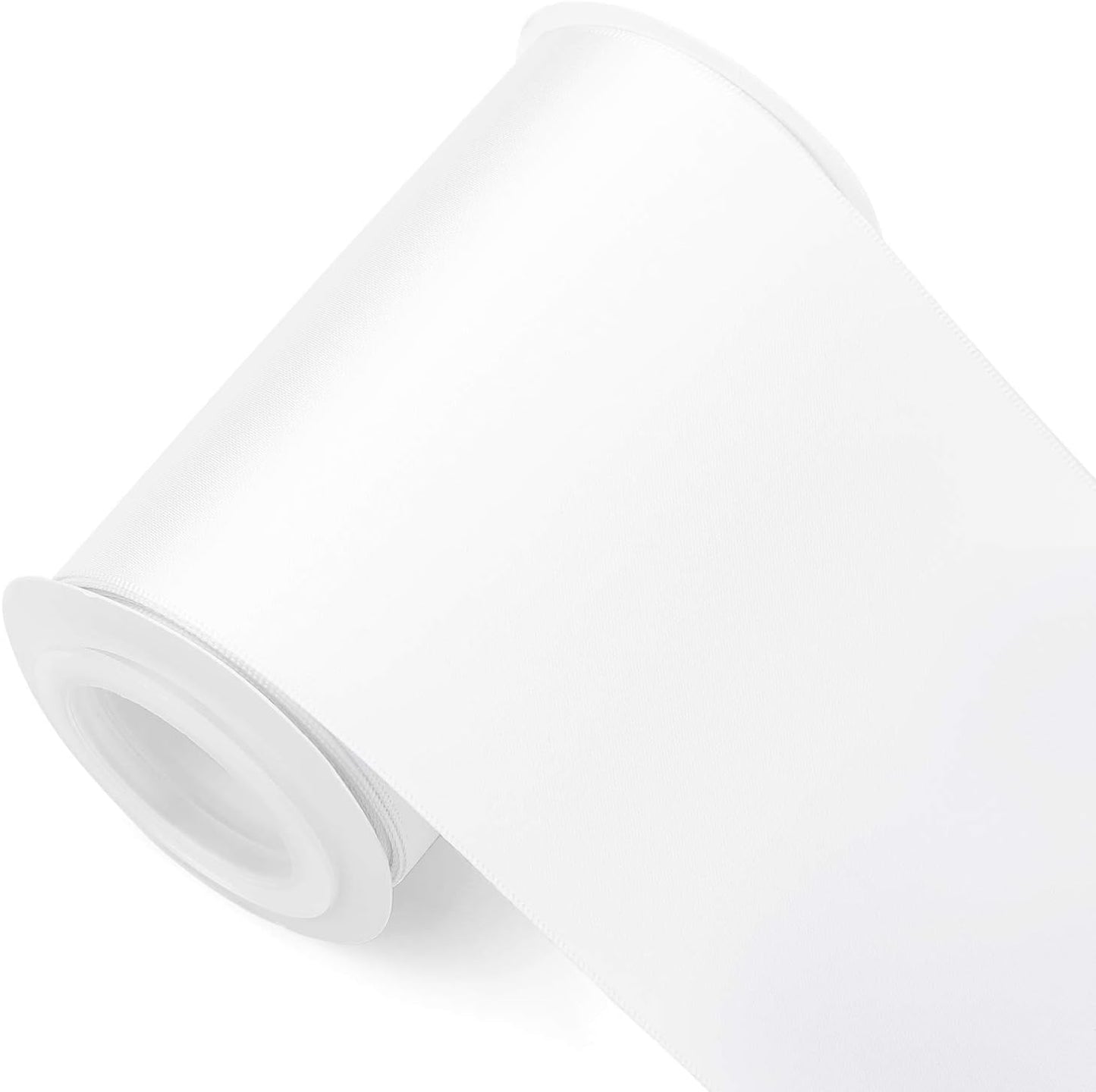 Humphrey's Craft 4 Inch White Double Faced Satin Ribbon - 5 Yards White Ribbon for Crafts Gift Wrapping Cutting Ceremony Decoration Sewing Chair Sash Wedding and Dining Tables.