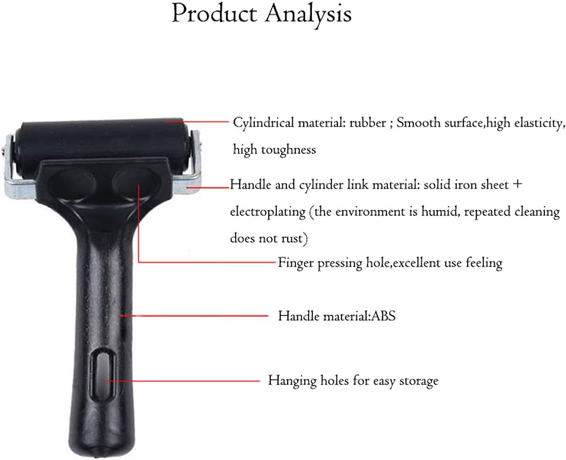 3 Pack Printmaking Brayers - Premium Brayer Rollers for Crafting, Hard Rubber Roller Brayers, Vinyl Roller Ink Paint Brush for Wallpapers Stamping Gluing Application (2.4’’, 4’’, 7.9’’) (Black)