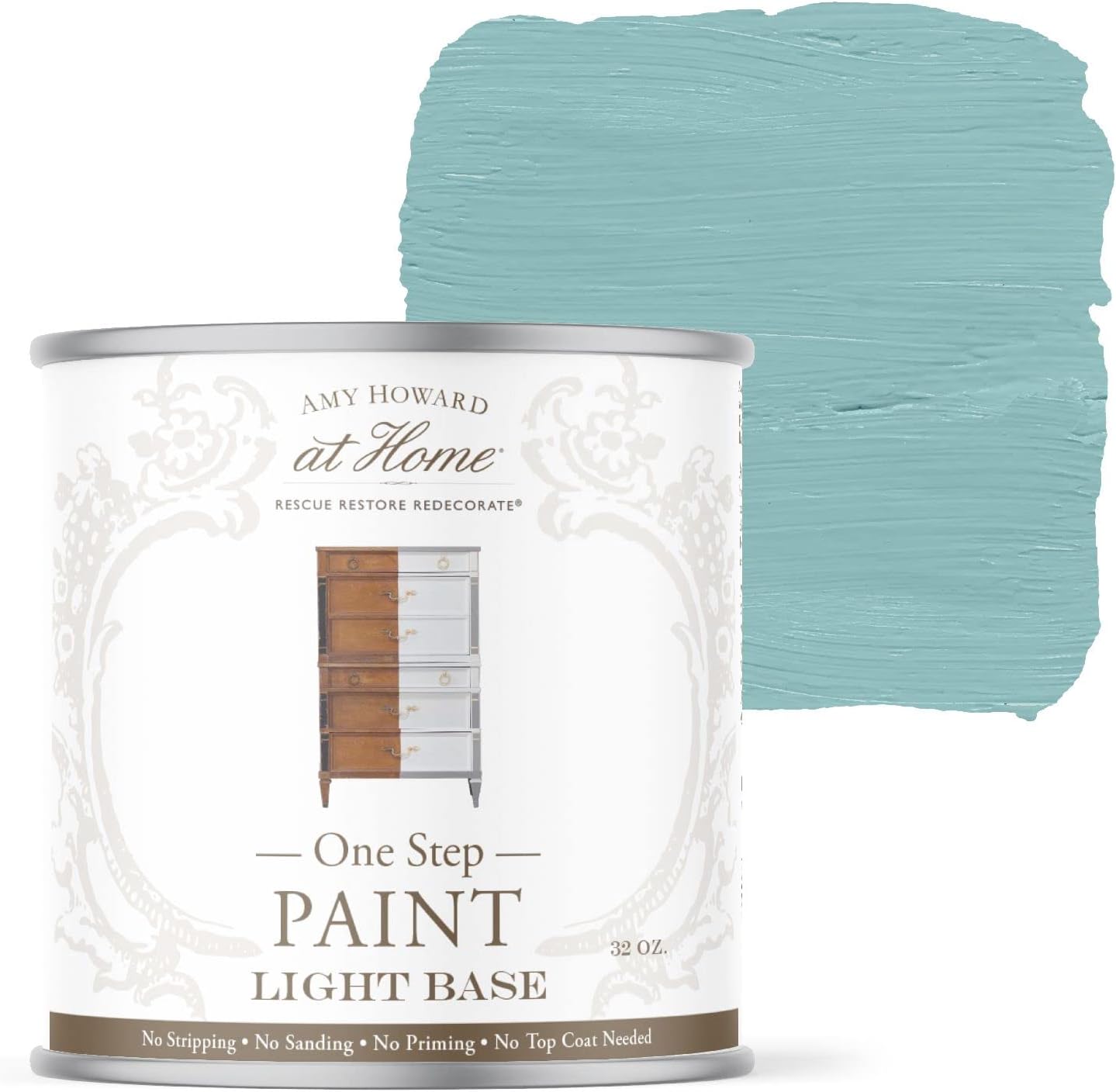 AMY HOWARD AT HOME Chalk-Based One Step Paint for Furniture, Cabinetry, Decor, Finish, and More | No Stripping, Sanding, or Priming | Light Base | 32 Ounce | Harbor Lights