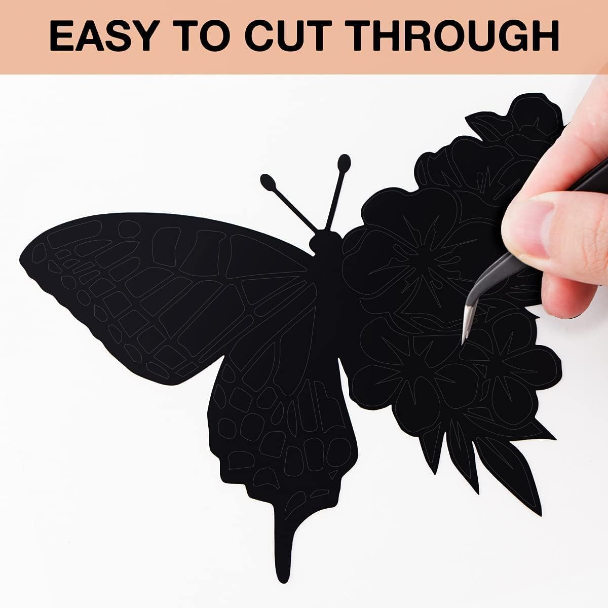 HTVRONT Black Permanent Vinyl, 12" x 40 FT Black Adhesive Vinyl Roll for All Cutting Machine, Silhouette, Cameo Cutters, Signs, Scrapbooking, Craft, Die Cutters (Glossy Black)