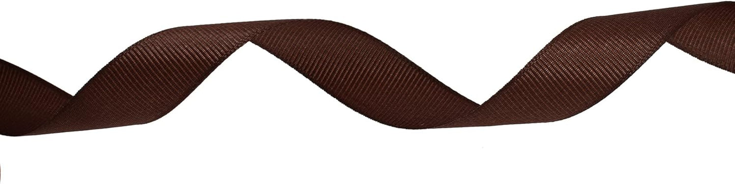 Solid Grosgrain Ribbon 25 Yard Each Roll 100% Polyester Woven Edge (1", Coffee)
