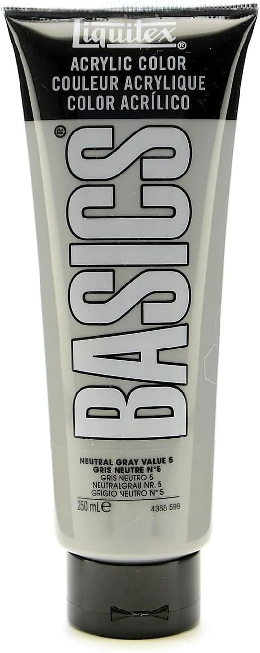 Liquitex BASICS Acrylic Paint, 250ml (8.5-oz) Tube, Neutral Gray Value 5