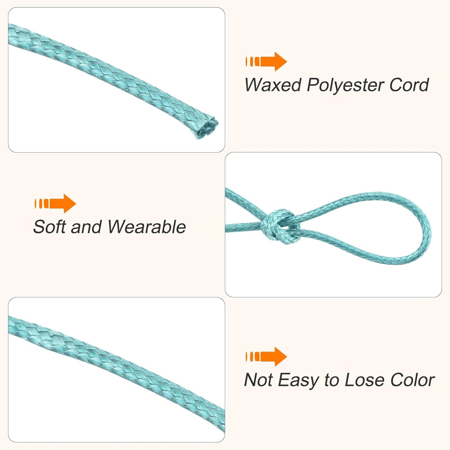 MECCANIXITY Waxed Cord 1.2mm Waxed Polyester Cord 175 Yard Wax String for Bracelet Making,Necklaces, Beading,Jewelry Making and DIY Crafts(Lake Blue)