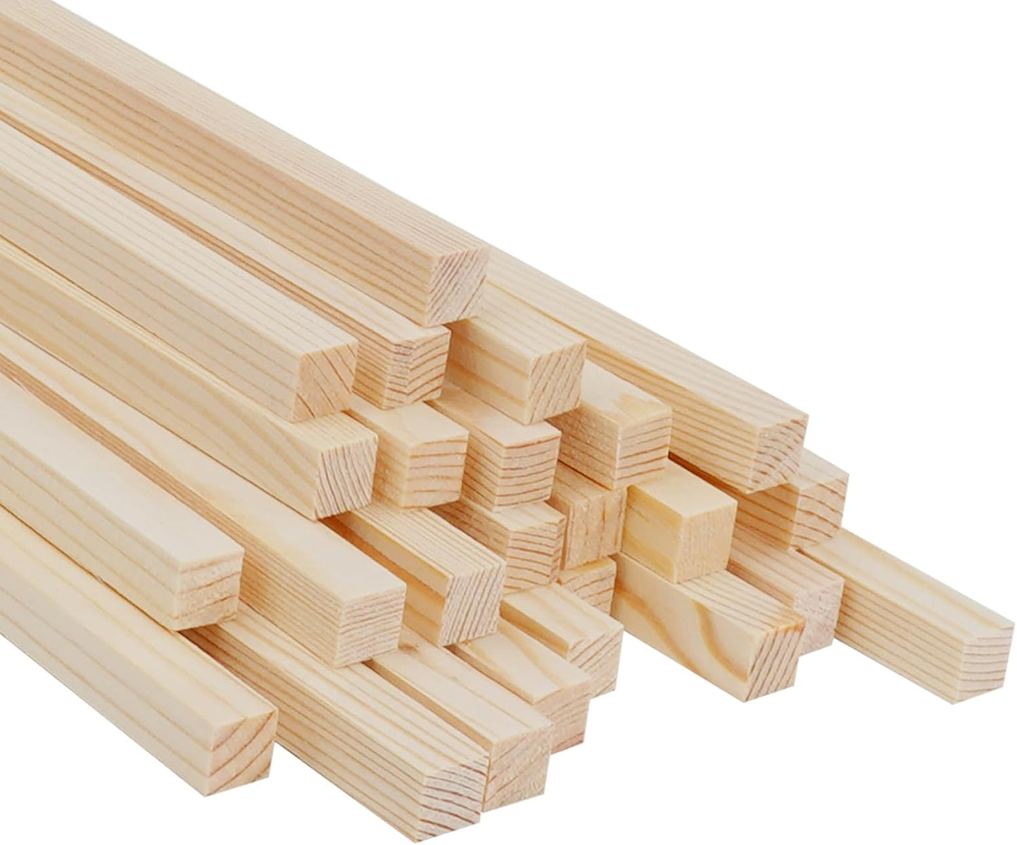 Square Wooden Dowels for Crafts 3/8" x 15", 25 PCS Square Wooden Sticks for Crafts, Wood Dowel Rods, Unfinished Pine Hard Wood Sticks for Crafting, Woodworking, Models Making, Dollhouses Miniatures
