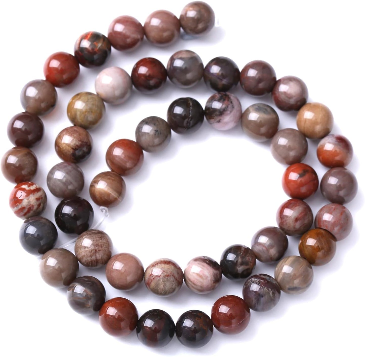 60pcs 6mm Natural Wooden Petrified Jade Agate Gemstone Beads Round Loose Spacer Beads for Jewelry Making DIY Bracelet Necklace 1 Strand 15inch