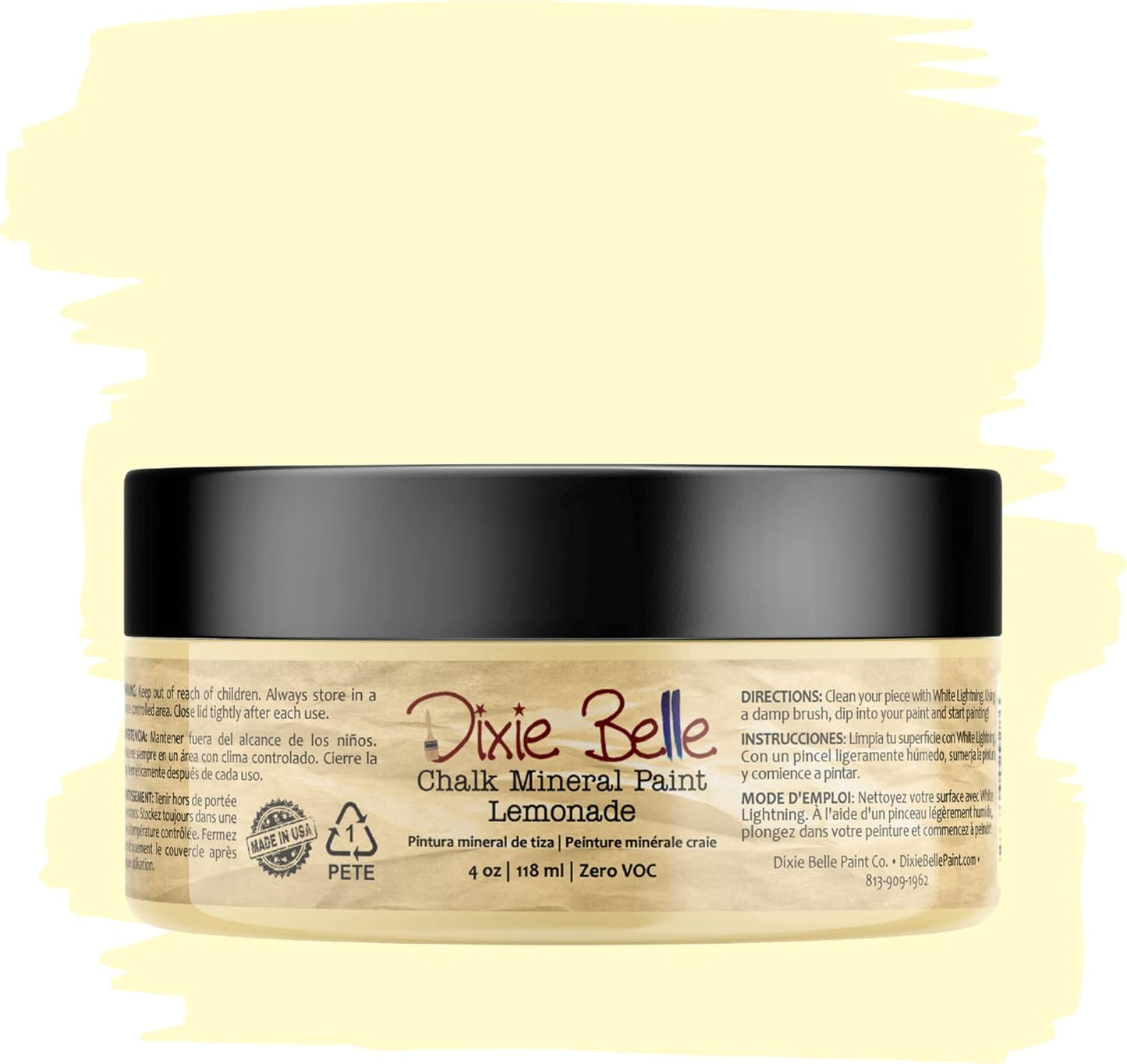 Dixie Belle Paint Company Chalk Finish Furniture Paint - Lemonade (4oz) - Matte Pale Yellow Chic Chalk Mineral DIY Furniture Paint