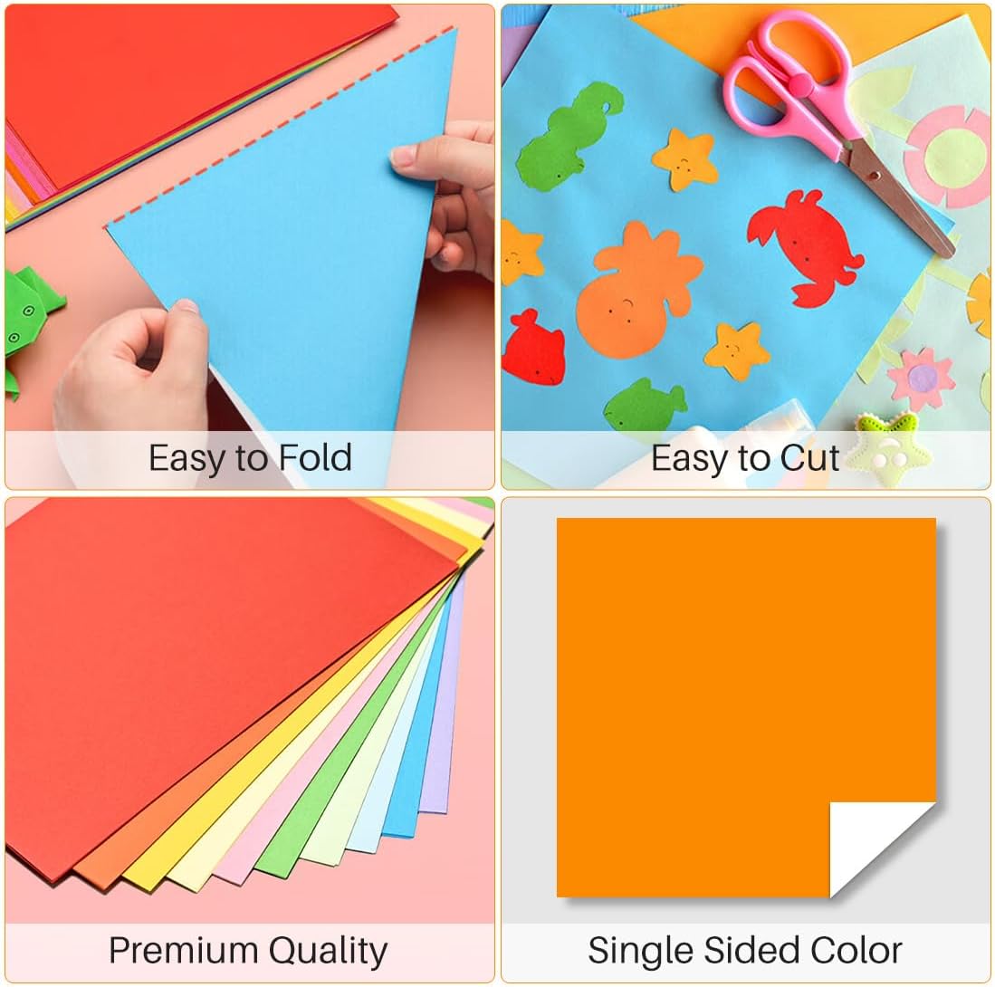 Opret Origami Paper Large, 100 Sheets 4x4 inch / 10x10cm Large Origami Paper 50 Vivid Colors Single Sided for Arts and Crafts Projects