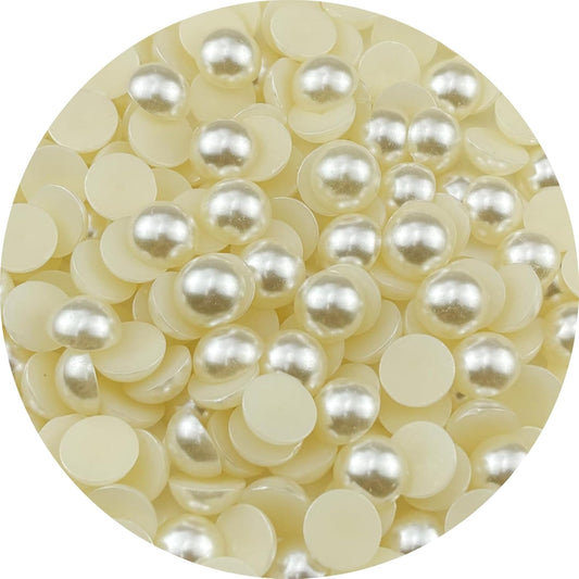200pcs 14mm Half Pearls for Crafts Flatback Round Half Pearl Beads for Jewelry Making Nail Art Scrapbook Craft Wedding Dress Decoration(Ivory White)