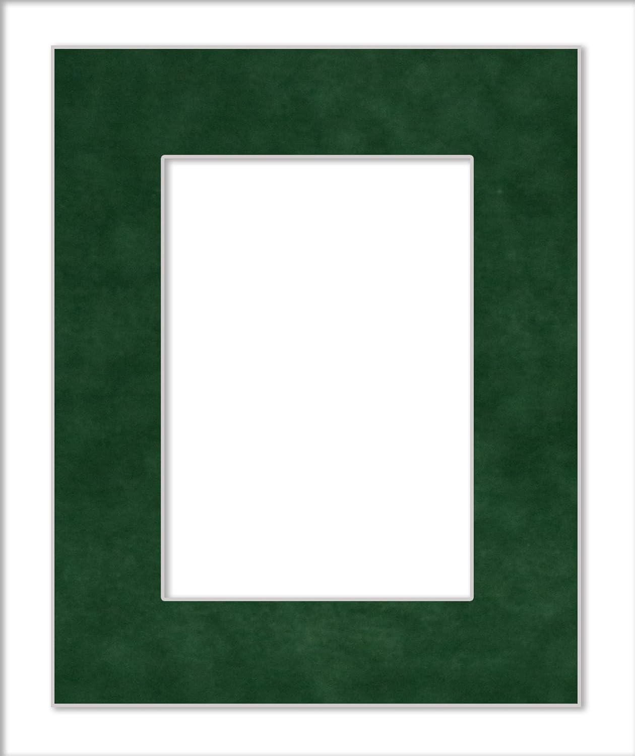 Pack of Ten Acid Free 11x14 Mats Bevel Cut for 8.5x11 Photos - Green Suede Precut Matboards With Backing Boards and Self Seal Photo Mat Bags For Pictures, Photos, Framing - 4-ply Thickness