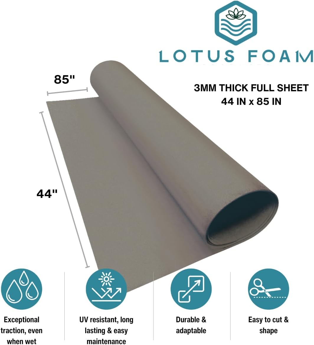 LotusFoam Large 3mm EVA Foam Sheet - 44"x 85" High Density Foam 130 kg/m3 for Cosplay, Costumes, Crafts, Flooring, Outdoor Use - 35 Colors (Driftwood) - Driftwood