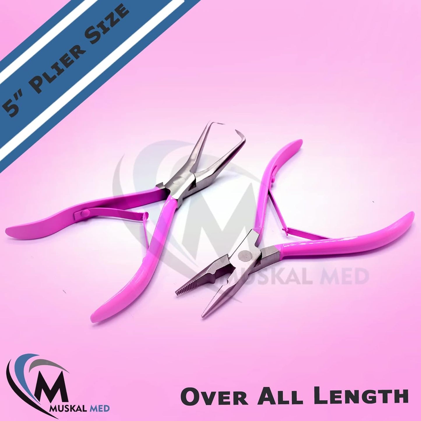 Professional Hair Extension & Beading Tool Kit Remove Plier Set for beads (4 Piece) I-Link Micro Ring Loop Needle Pulling Hook Threader Wire for Silicone Rings (Hot Pink)