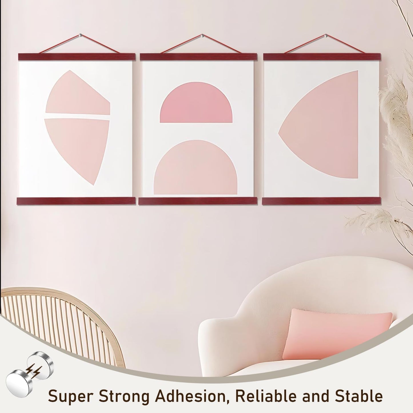 Artmag Magnetic Poster Hanger Frame, 8x10 8x12 8x24 Light Wood Wooden Magnet Canvas Artwork Print Poster Hangers Frames Hanging Kit (Mahogany, 8")