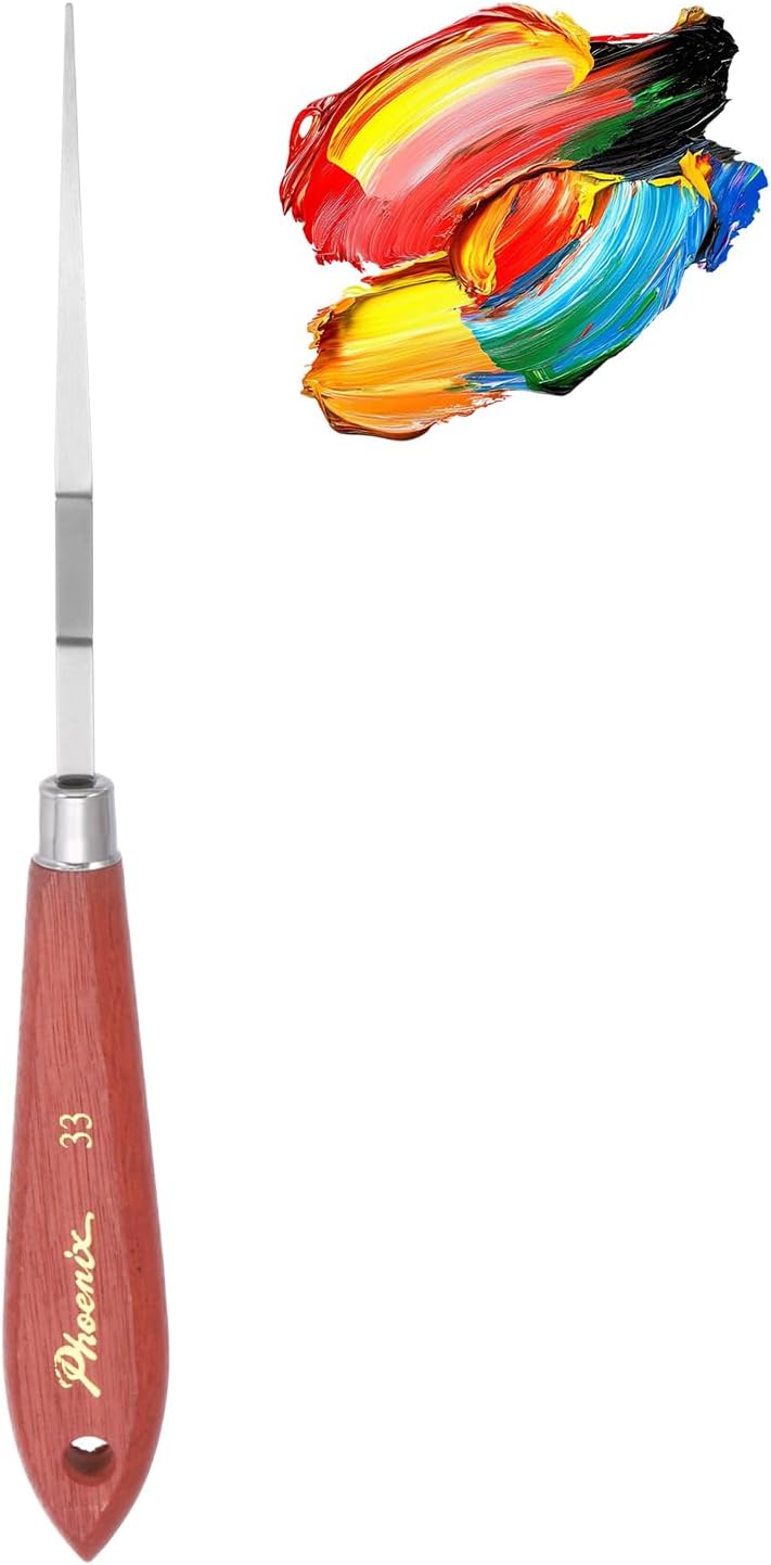 MECCANIXITY Pack of 1 Palette Knife No.33, 8.3" Long Palette Knives with Stainless Steel Flexible Spatula Pallet Knife and Wood Handle for Scraping, Mixing, Oil Acrylic Painting Canvas