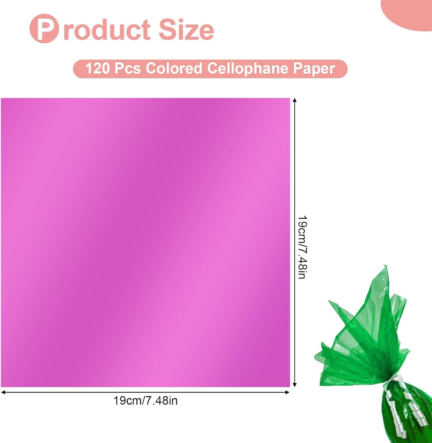 PEASUG 120 PCS Cellophane Sheets, Cello Sheets, Cellophane Paper Sheets, Colored Cellophane Wrap, Transparent Plastic Sheets for DIY Crafts Project, Art, Lights, Window Decoration（7.5x7.5 Inches)