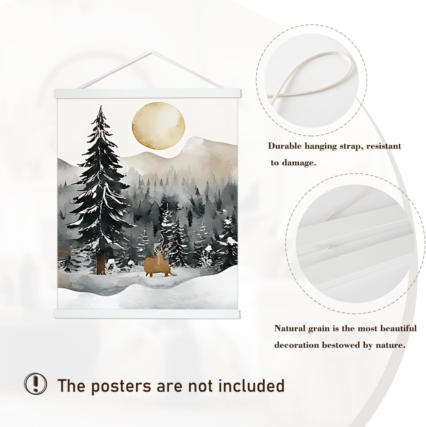 Artmag Magnetic Poster Hanger Frame, 20x28 20 x 30 20x26 Light Wood Wooden Magnet Canvas Artwork Print Poster Hangers Frames Hanging Kit (White, 20")