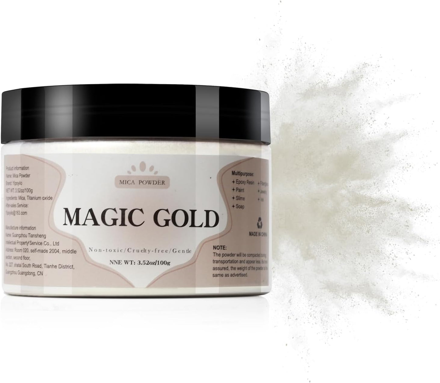 Mica Powder - 100g Mica Powder for Epoxy Resin - Metallic Color Pigment for Resin, Soap, Bath Bombs, Eye Shadow, Nails, DIY Crafting Projects etc. (Magic Gold)