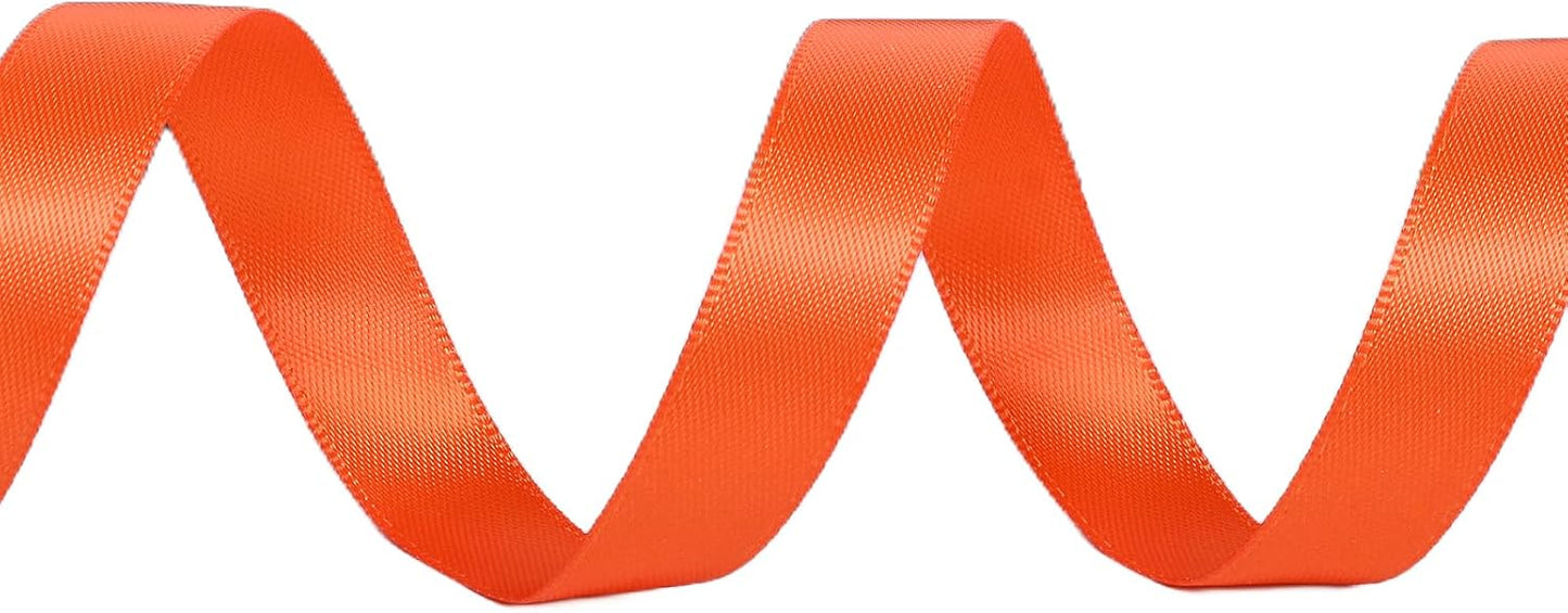 YAMA Orange Double Faced Satin Ribbon 1/2 Inch 25 Yards Orange Ribbons for Gift Wrapping Crafts Hair Bows Wedding Party Decoration