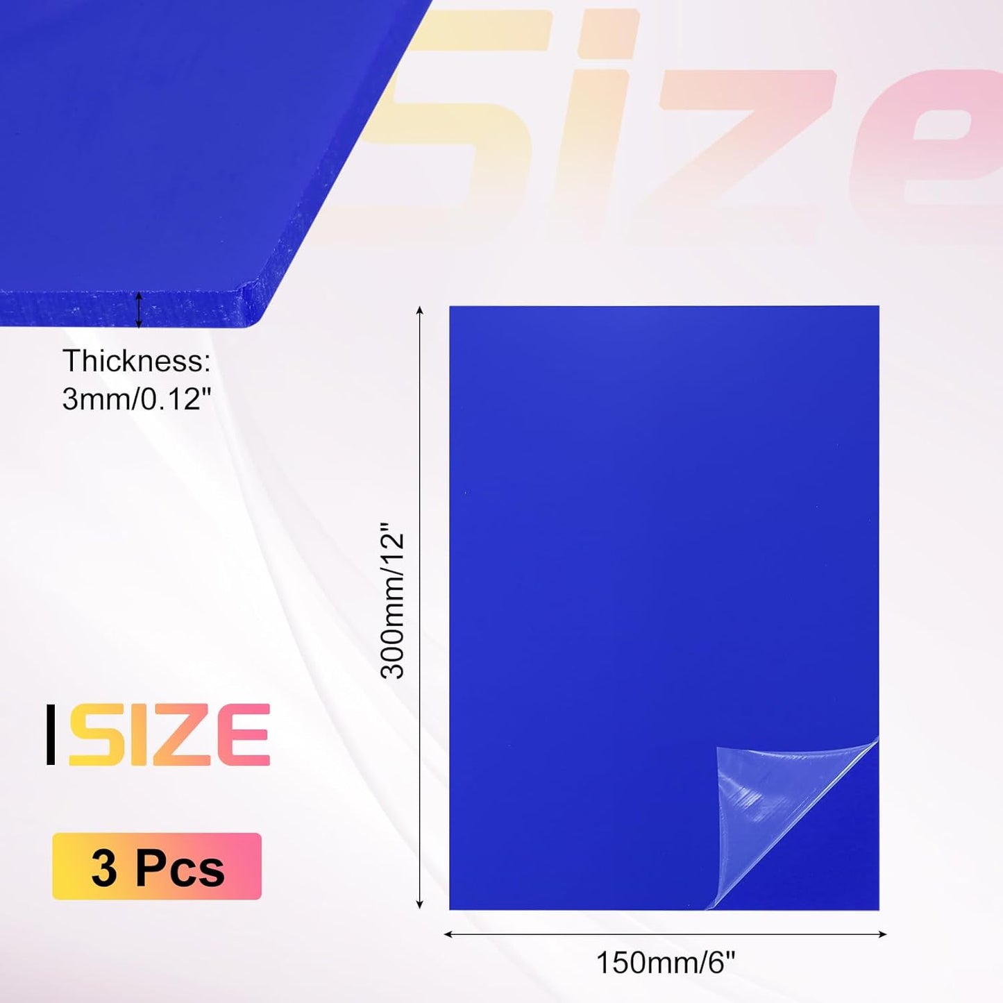 uxcell 3Pcs Acrylic Sheets 12x6 Inch Acrylic Panel 1/8 Inch-3mm Plastic Board for Picture Frames Sign Holders DIY Display Projects Craft, Dark Blue