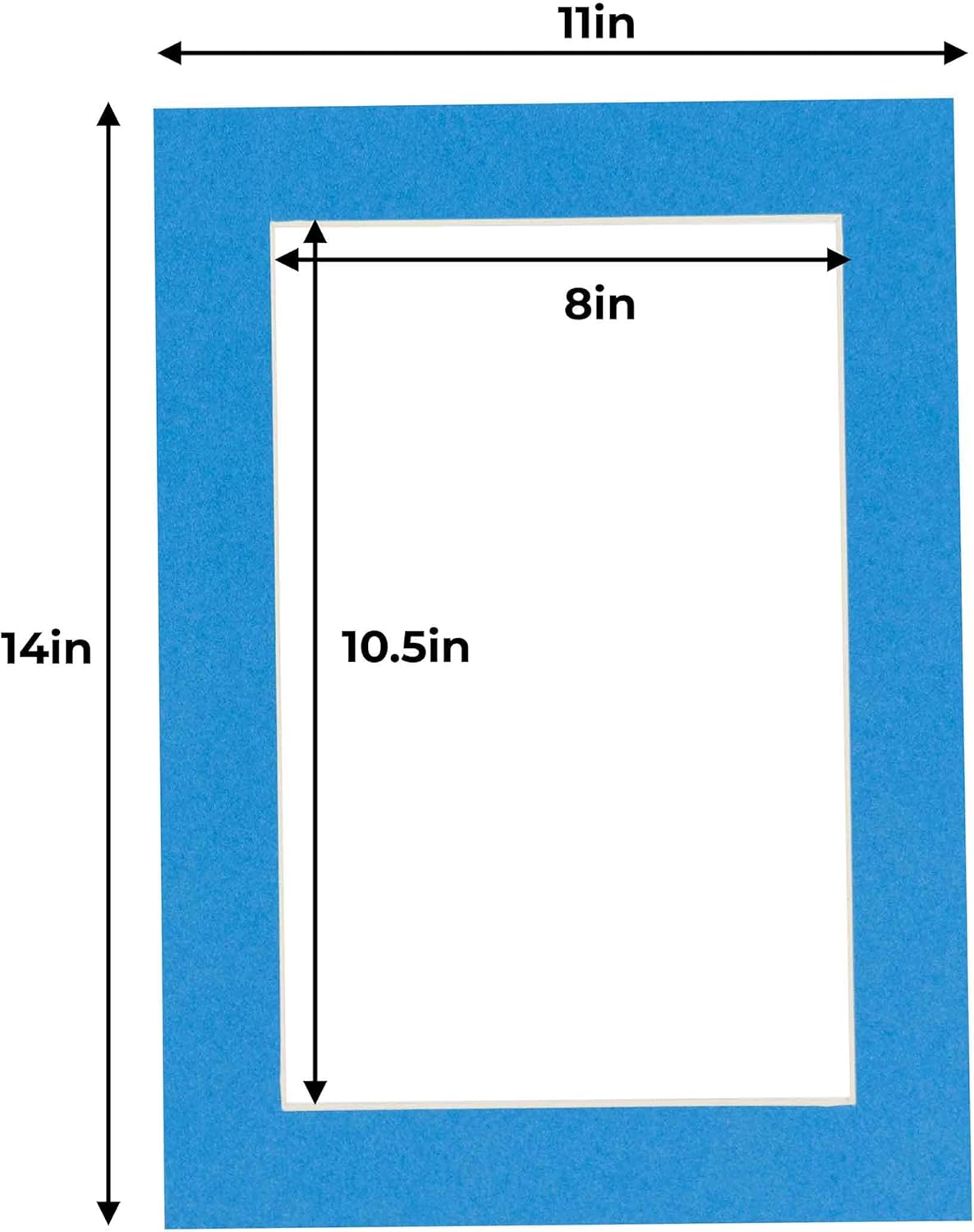 11x14 Mat for 8.5x11 Photo - Precut Bay Blue Picture Matboard for Frames Measuring 11 x 14 Inches - Bevel Cut Matte to Display Art 8.5 x 11 Inches - Acid Free ONE MAT with Backing Board & Clear Bag