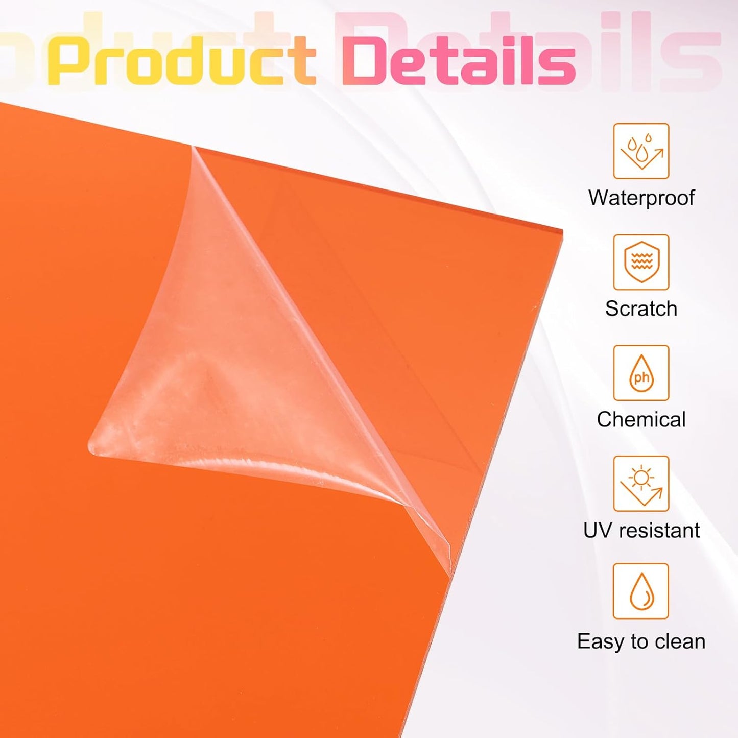 uxcell Acrylic Sheets 12x8 Inch Acrylic Panel 1/8 Inch-3mm Plastic Board for Picture Frames Sign Holders DIY Display Projects Craft, Clear Orange