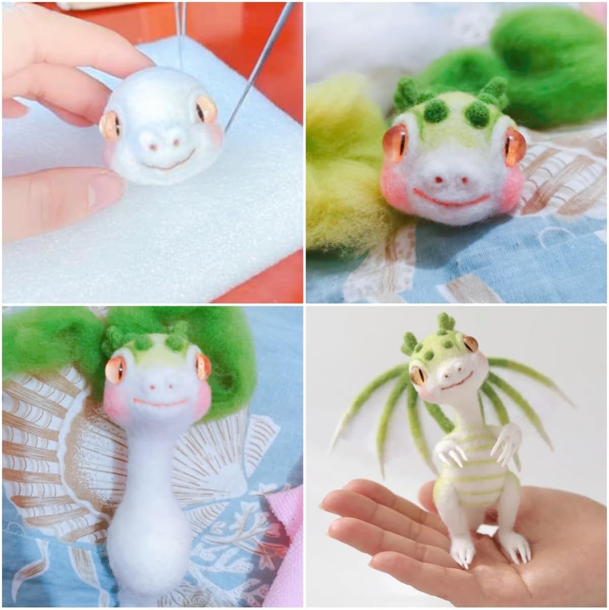 DEUXPER Needle Felting Kits Beginners, DIY Wool Felt Dragon Materials Set for Adults Kids, Needle Felting Craft Project Gift for Women Men