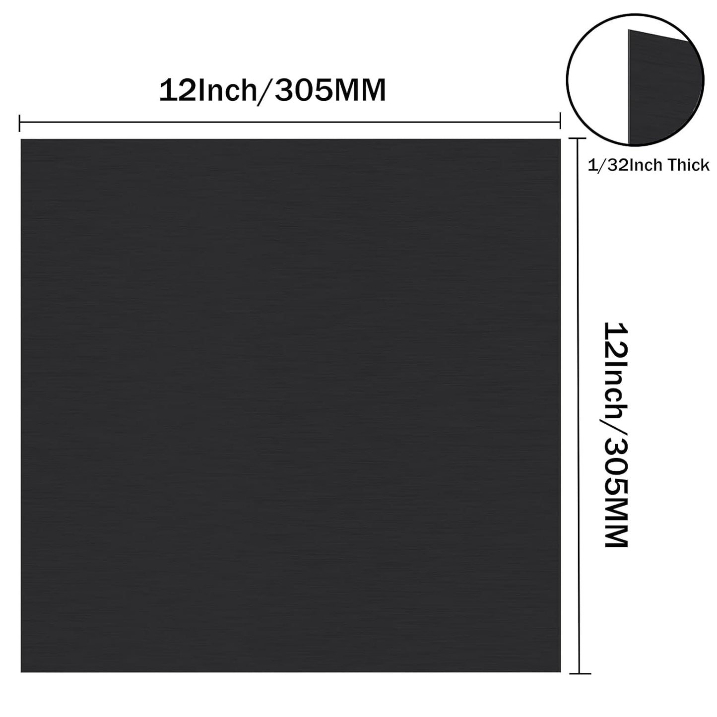 Anodized Aluminum Sheet Metal 12 x 12 x 1/32 Inch Black Anodized Aluminum Metal Plates Engraving Blanks for Laser Engraving, 0.8MM Thin Decorative Aluminum Metal Sheets for Crafting, House Decoration