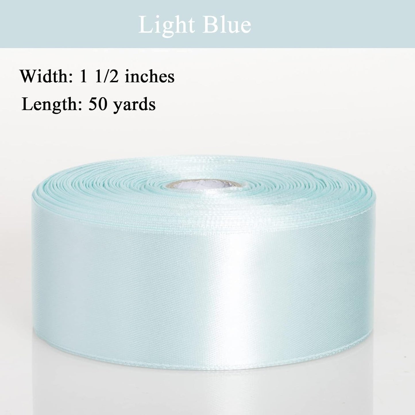 1 1/2 Inch Light Blue Solid Satin Ribbon, 50 Yards Craft Fabric Ribbon for Gift Wrapping Floral Bouquets Wedding Party Decoration