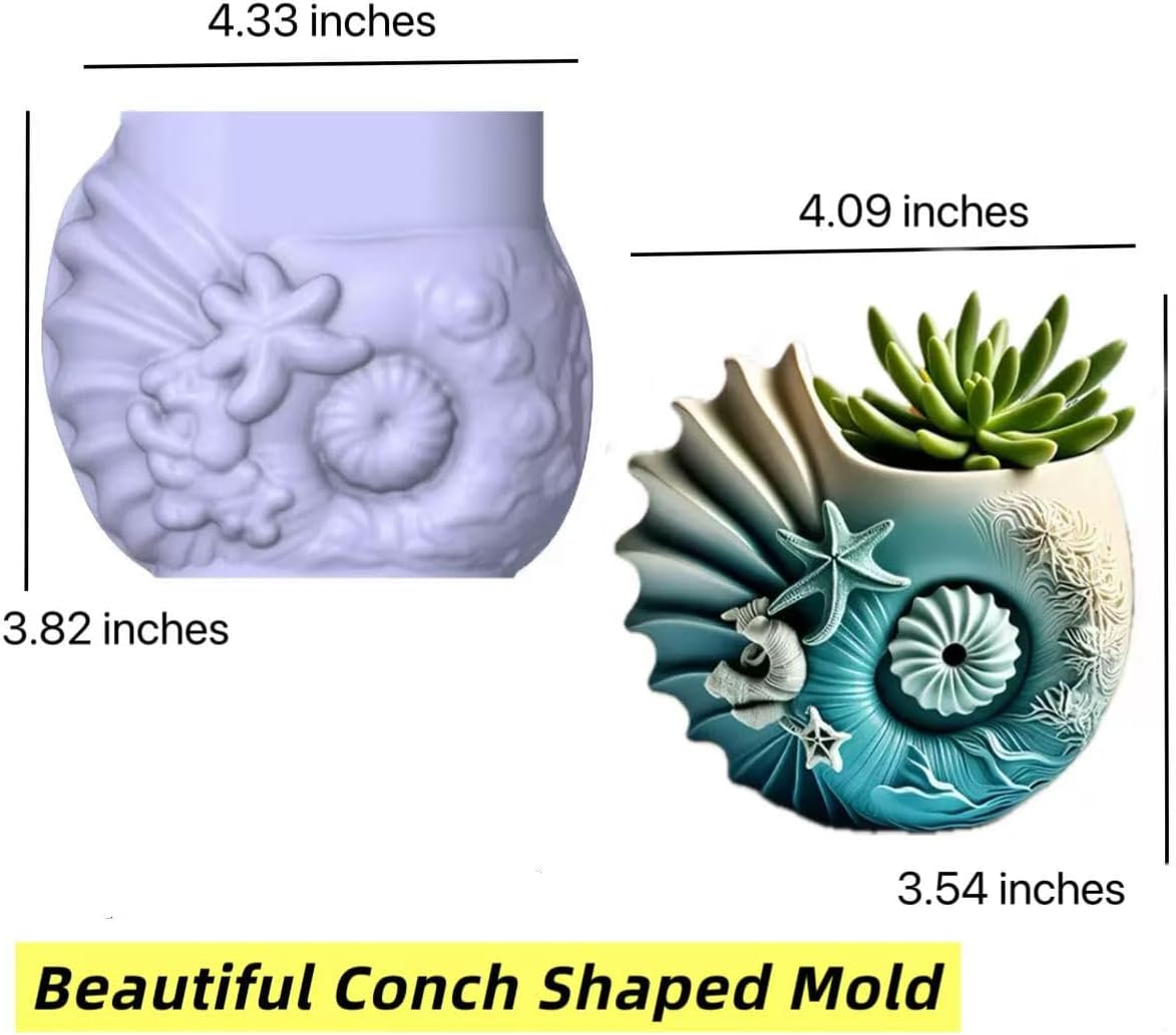 Sea Animal Candle Holder Resin Molds Silicone Epoxy Resin Jar Conch Shell Shaped Plaster Candle Holder Wax Molds, DIY Casting Home Décor