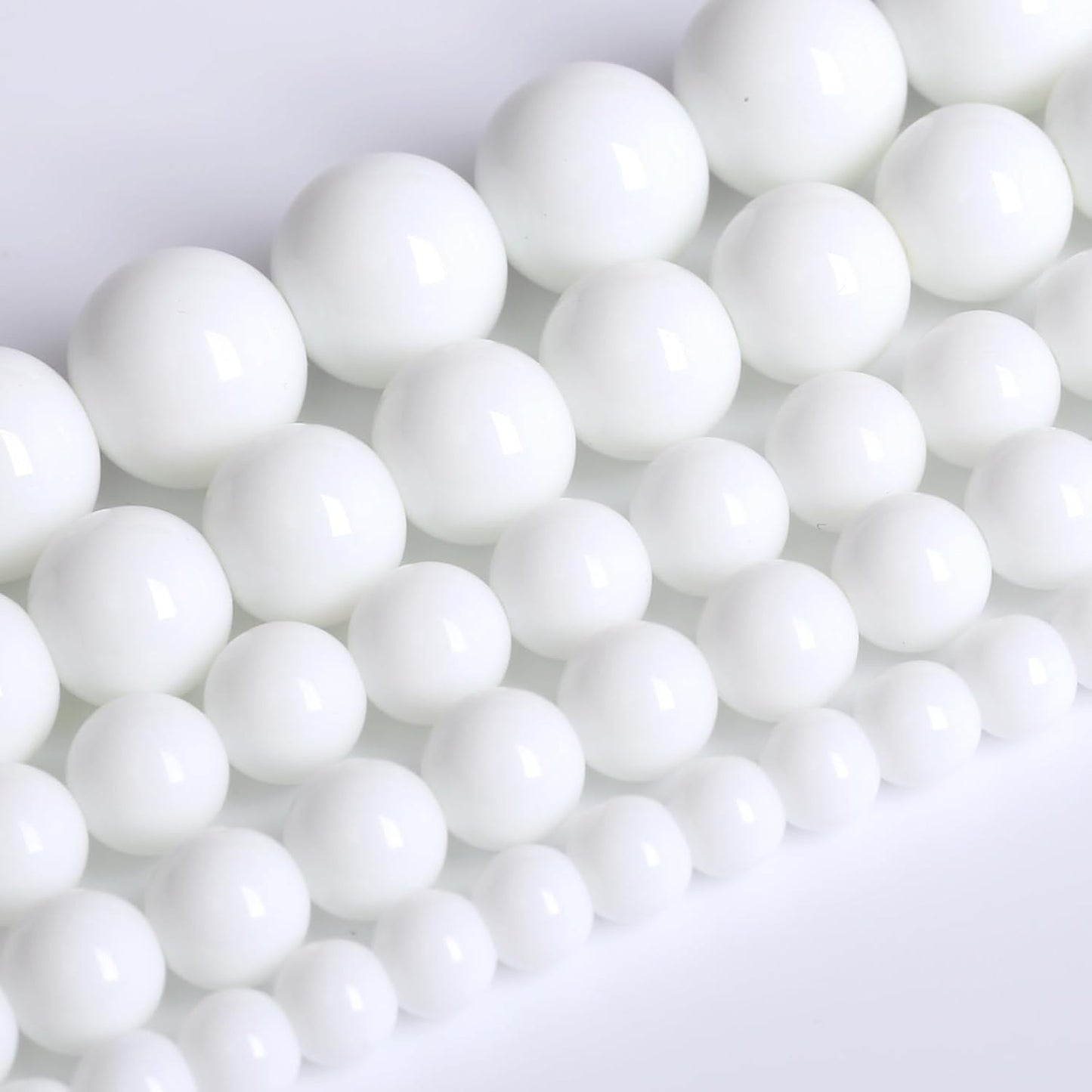 6MM Natural Stone White Porcelain Agate Beads Round Loose Stone Beads for Jewelry and Bracelets Making 120pcs 2 Strands 32"