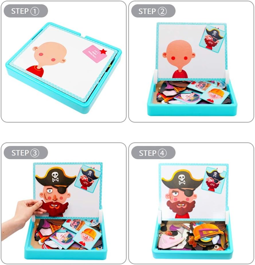 Magnetic Puzzles Face Dress Up Travel Game Double Side Preschool Educational Learning Toy for Kids