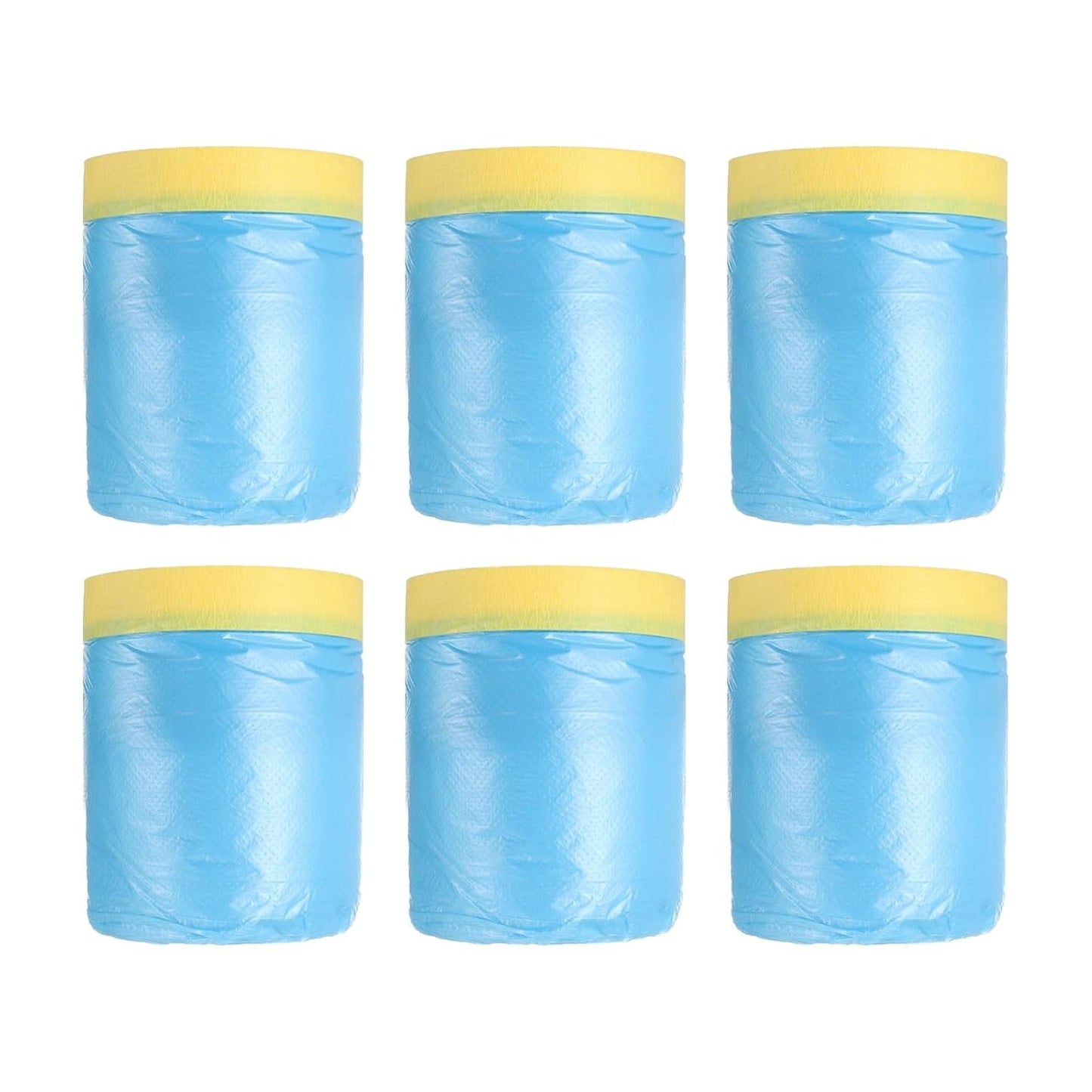 uxcell Pre-Taped Masking Film, 1.8ft x 66ft Plastic Paint Drop Cloth with Medium-Tack Painters Tape for Painting Spraying Protection Blue Film 6Pcs