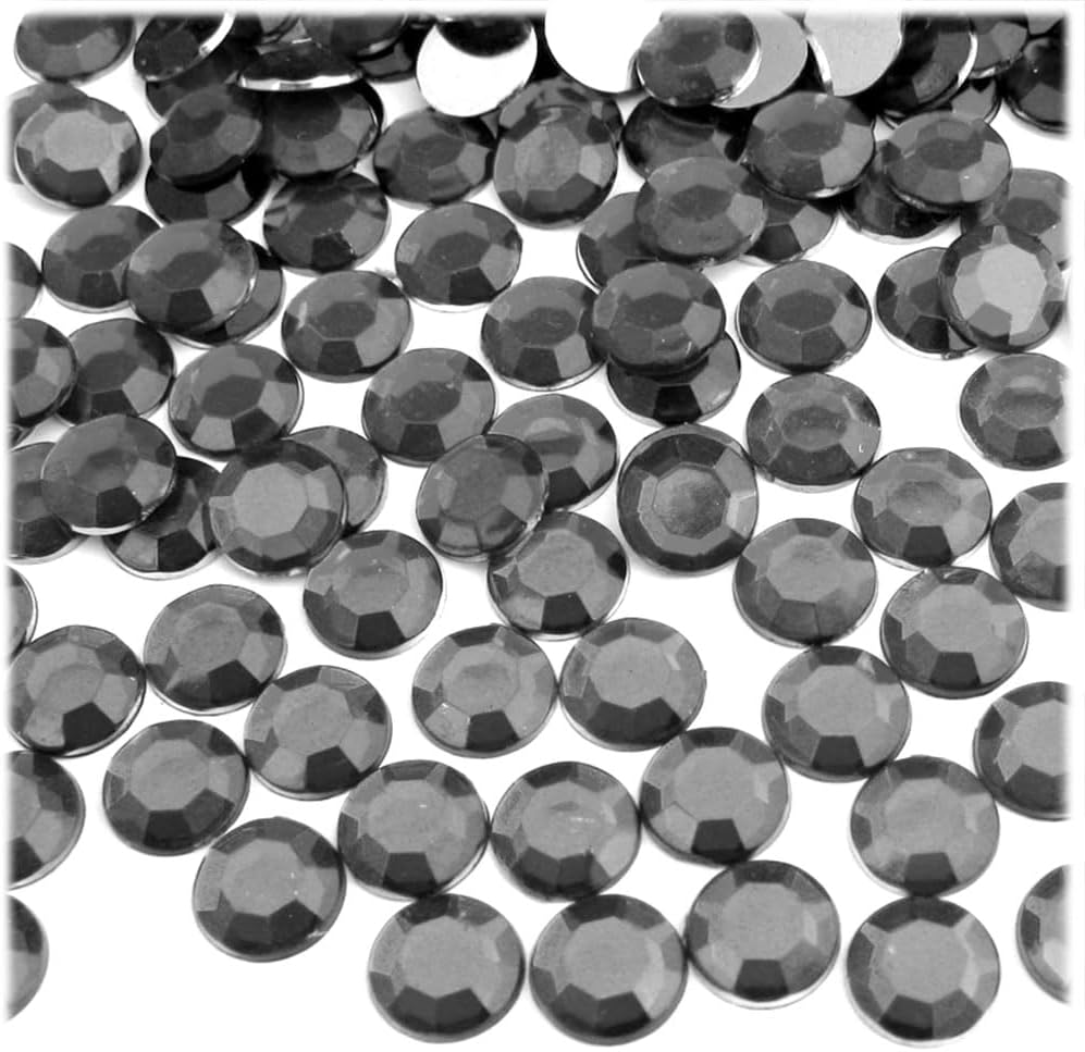 The Crafts Outlet 144pc Flatback Acrylic Rhinestones Round 10mm - Jet Black