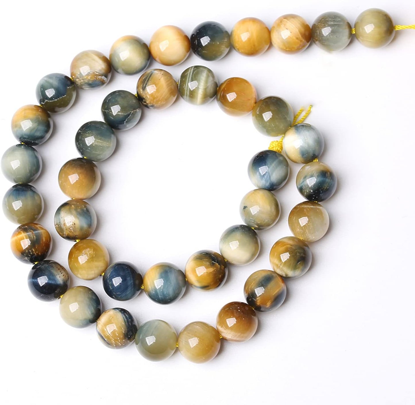 8mm 45Pcs AAAAA Tiger Eye Beads for Jewelry Making Natural Stone Beads Semi Precious Round Smooth Gemstones Energy Healing Loose Beads, Dream Blue Tiger Eye Stone