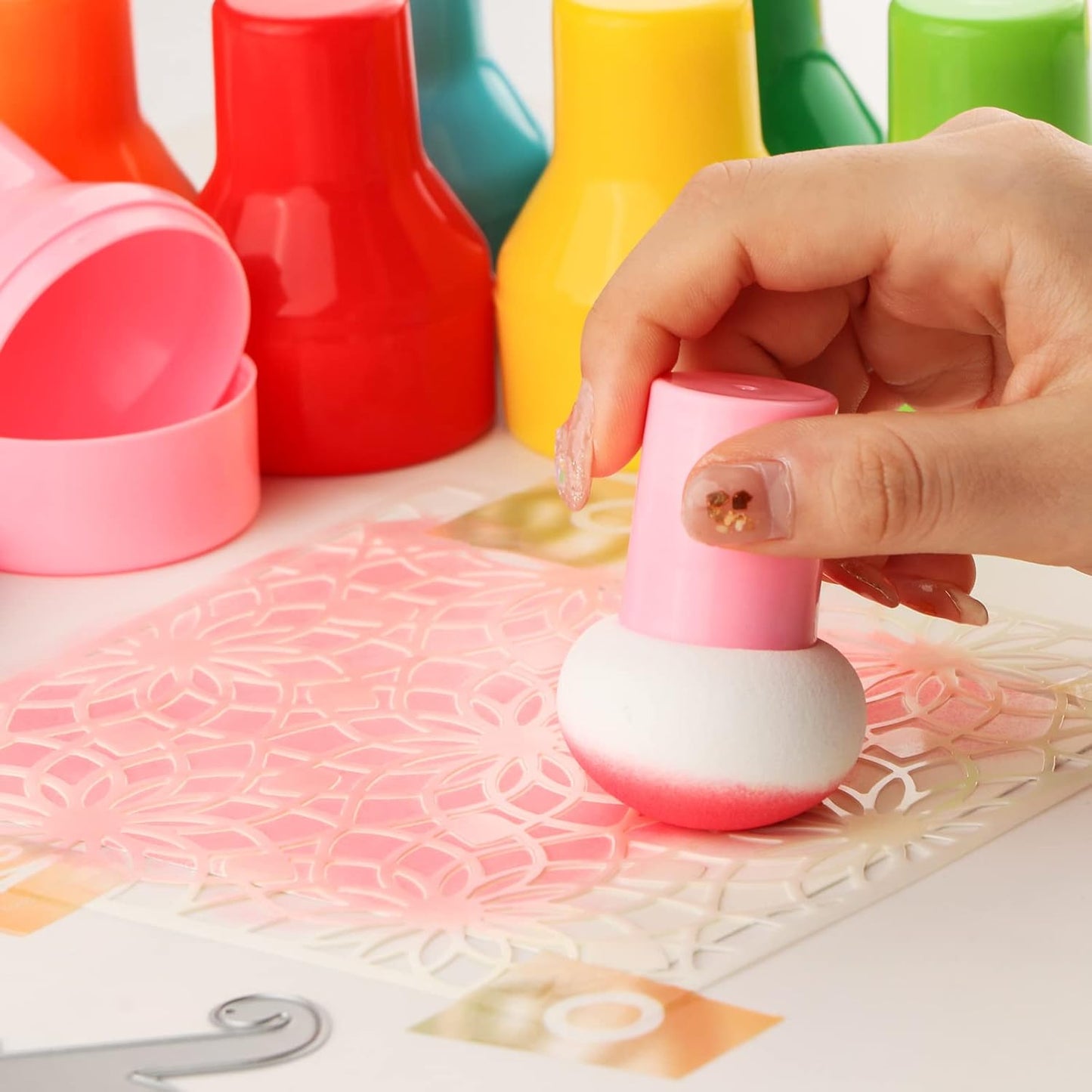 9PCS / Sets Ink Applicator with Storage Cases,Paper Pouncers for Direct Ink Application On Crafts Projects Easily,Inking Sponge for Stamp Ink Distressing, Blending Card Making Crafting Tools