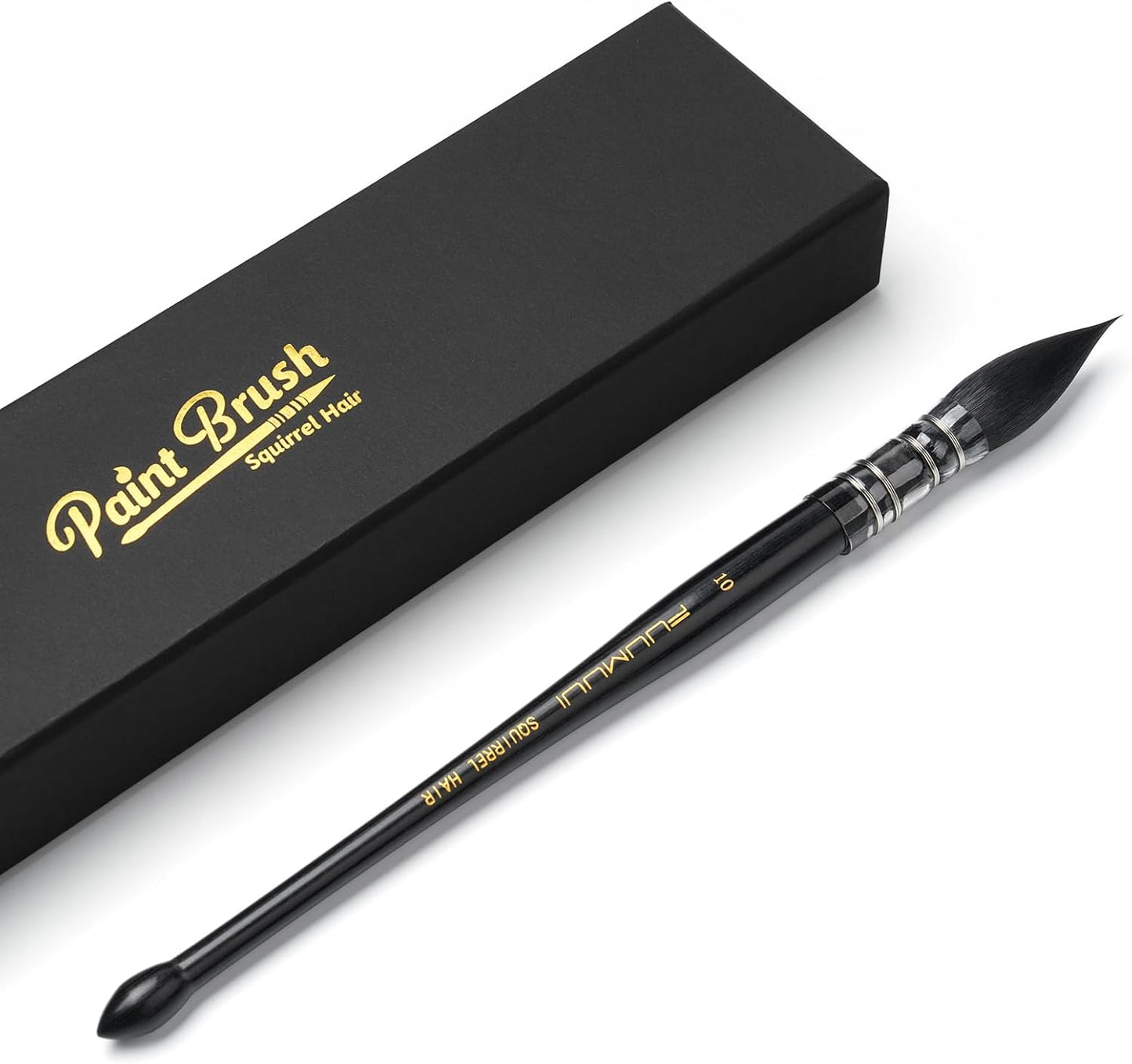 Professional Watercolor Brush, Fuumuui Natural Squirrel Hair Mop Brush, Round Quill Detail Fine Tip Watercolor Paint Brush for Water Color Gouache Ink Painting - Sizes #10