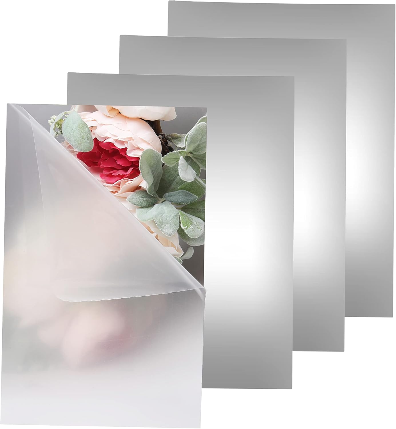 Adhesive Mirror Sheet 6 x 9 Inches Flexible Mirrors Sheets (4 pack) | Non-Glass Self Adhesive Stick on Mirror Tiles | Cut Mirror Paper to Size, Peel and Stick, Great for Crafts and Mirror Wall